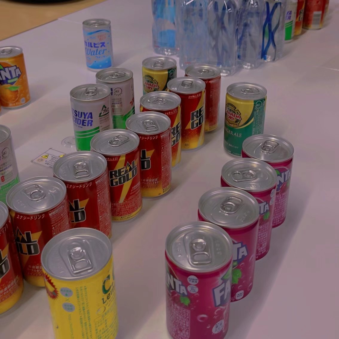 Various drinks provided at the welcome event